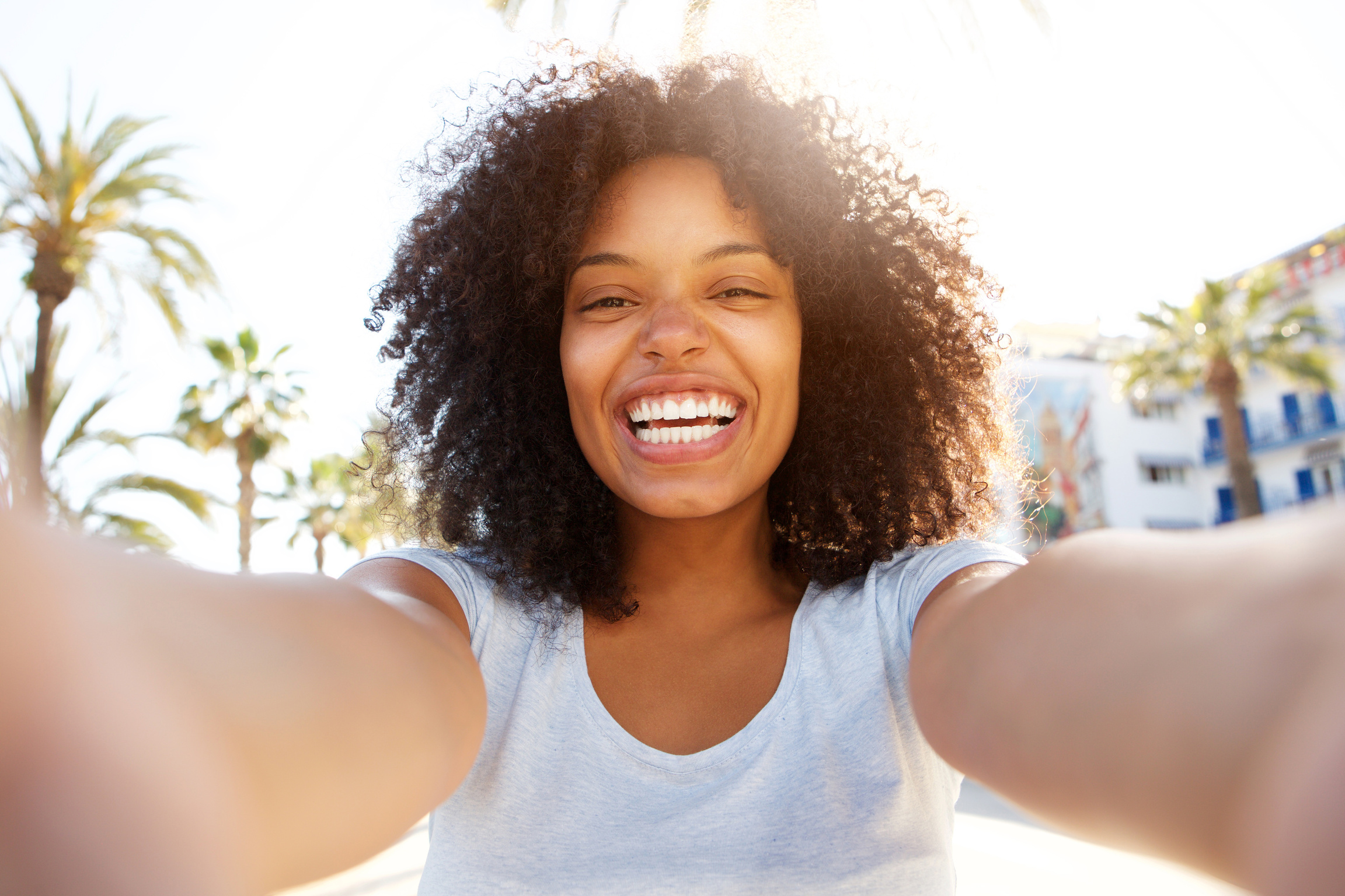 Selfie of Laughing Black Woman 